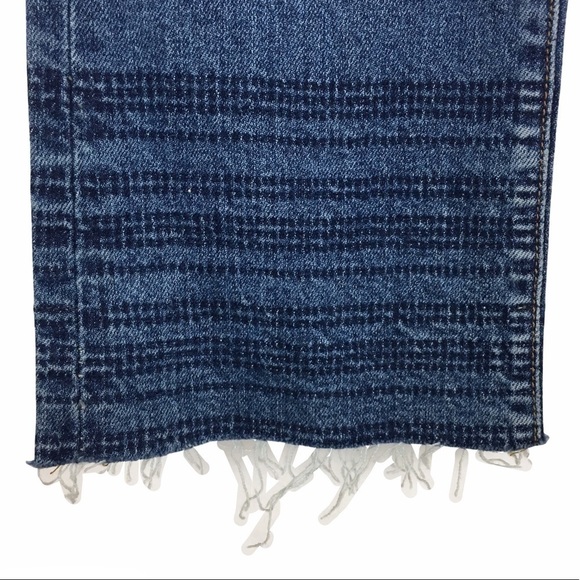 DEREK LAM DENIM Gia Crop Flare Jeans Mid Rise Embroidered Look Stripe Size 25 - Picture 6 of 13